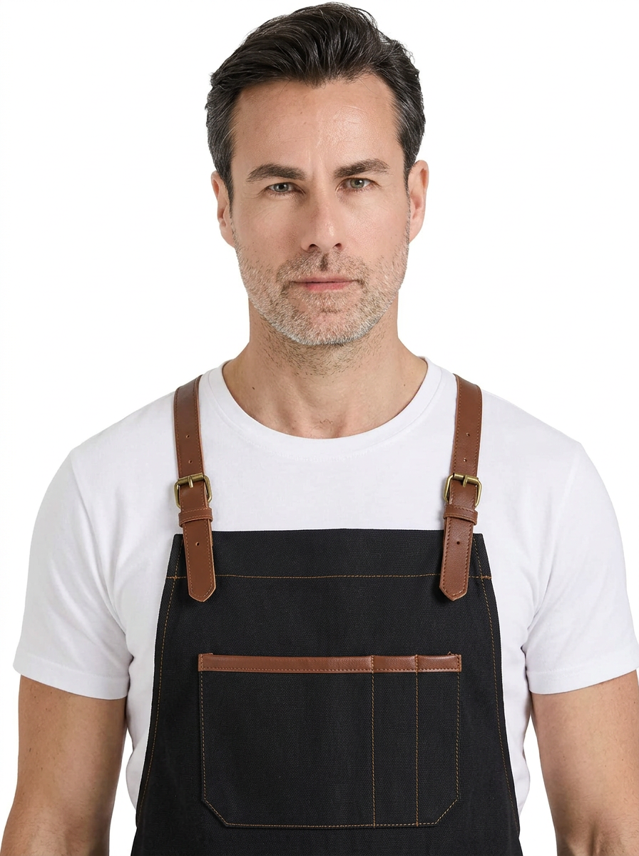 Deri Detaylı Mutfak Önlüğü