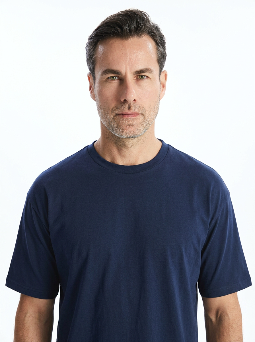 Loose Fit Bisiklet Yaka Tişört