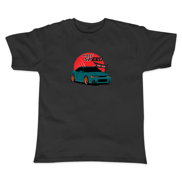 Skyline R33 GT-R Baskılı Siyah T-Shirt