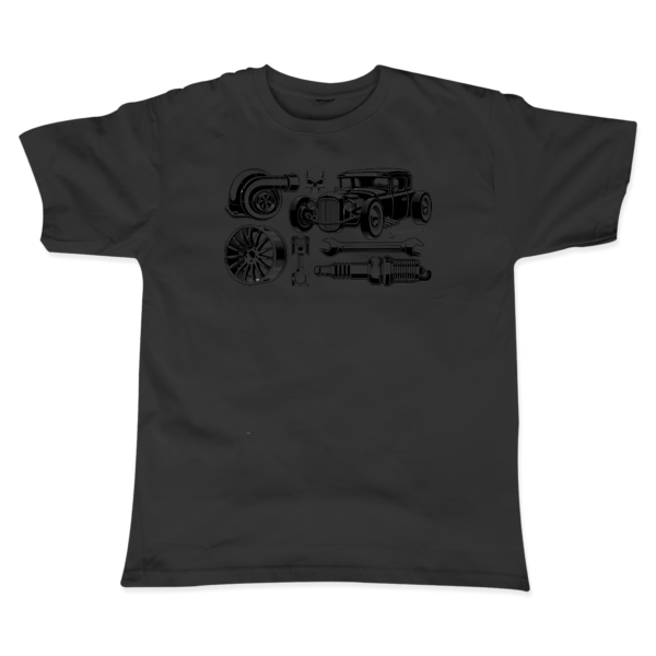 1920 Classic Car Vehicle Vintage Auto Baskılı Siyah T-Shirt