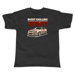 Skyline R34 Baskılı Siyah T-Shirt